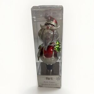Pier 1 Imports Handcrafted Santa Claus Metal Wine Bottle Stopper NIB Christmas